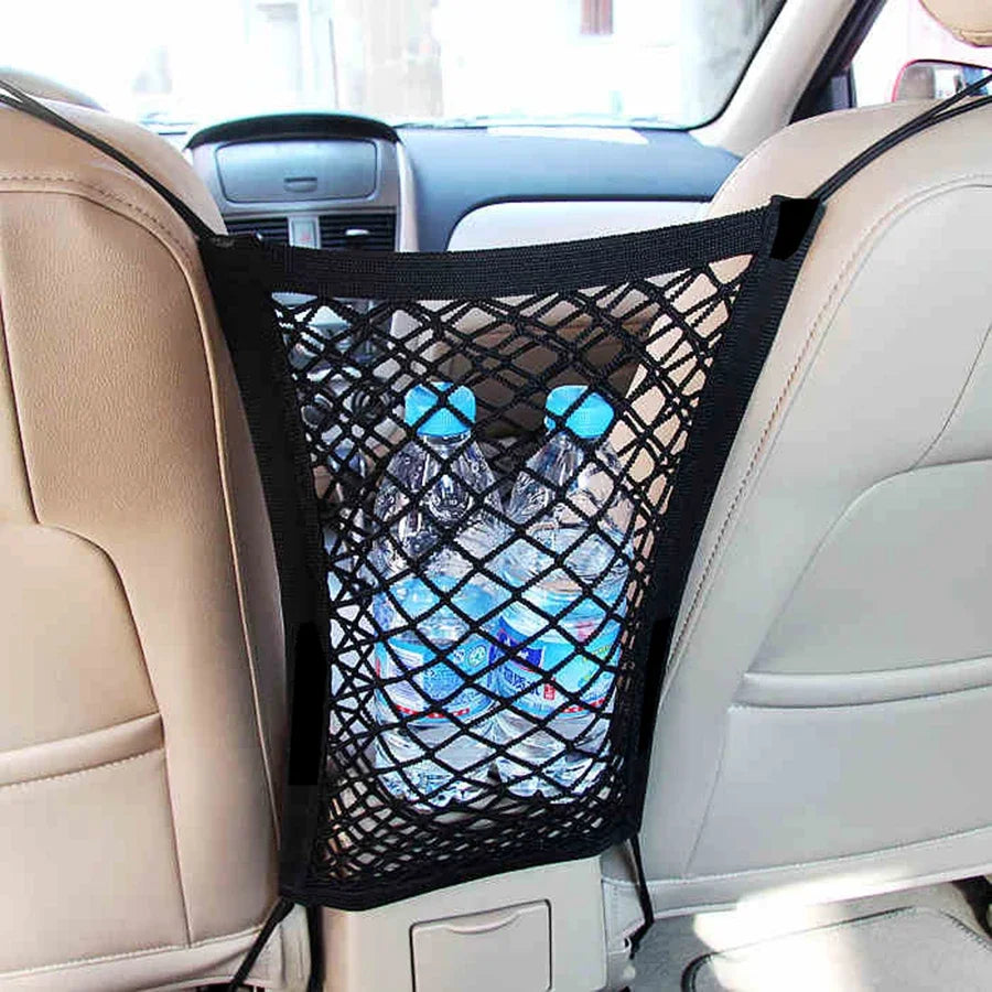 Barreira para carro para animais de estimação, barreira para cachorro, com bolsa de armazenamento de malha de segurança automática, protetor de segurança para banco traseiro, rede de malha