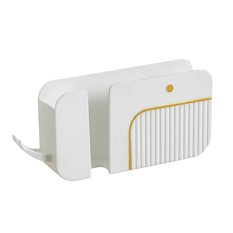 Caixa de armazenamento de controle remoto de celular 2 em 1 montada na parede, suporte de armazenamento multifuncional sem impactos, suporte de armazenamento de detritos de parede