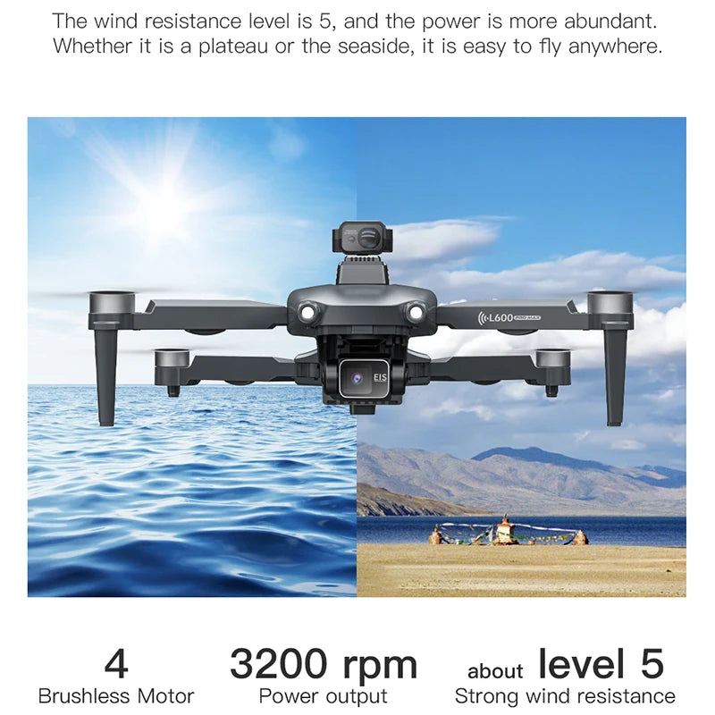 2025 Novo L600 PRO MAX GPS Drone 5KM 4K Profissional HD Câmera Dupla Gimbal de 3 Eixos 360 Evitação de Obstáculos Quadricóptero Sem Escovas Brinquedo