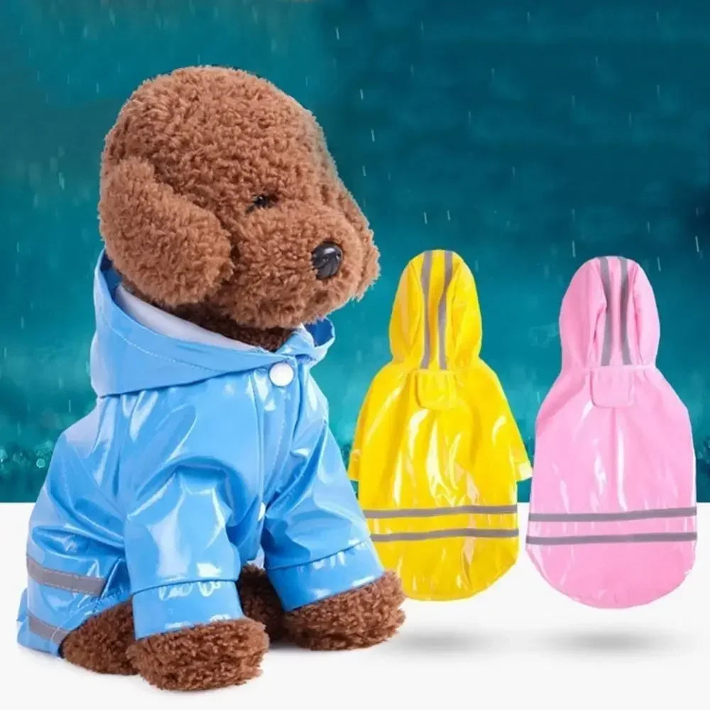 Capa de chuva impermeável para cachorros filhotes com capuz para cães pequenos Capa de chuva para animais de estimação com refletivo e furo para guia Roupas para cães ao ar livre no inverno