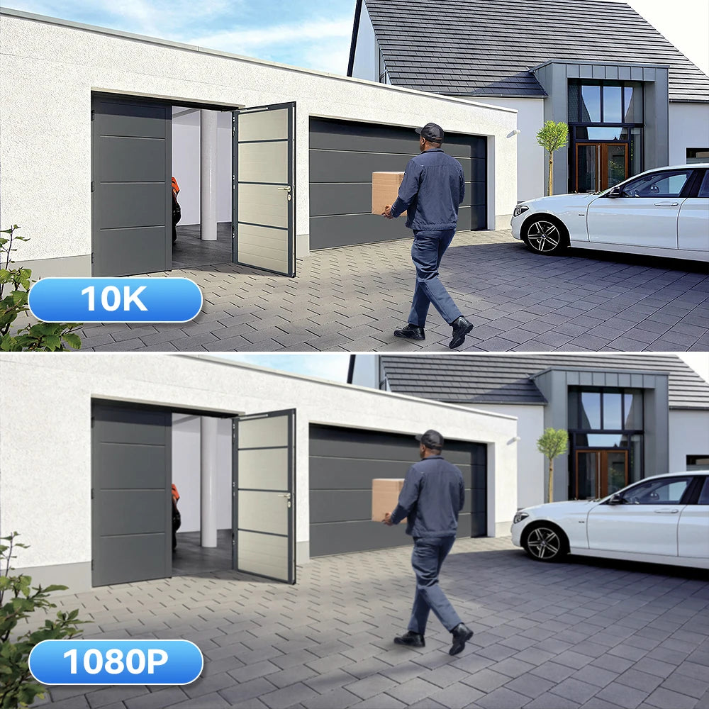 Câmera de segurança externa 10K WiFi6 com três telas, 20MP CCTV, câmera IP externa com zoom de 10X, 8K e 15MP, câmera de vigilância por vídeo
