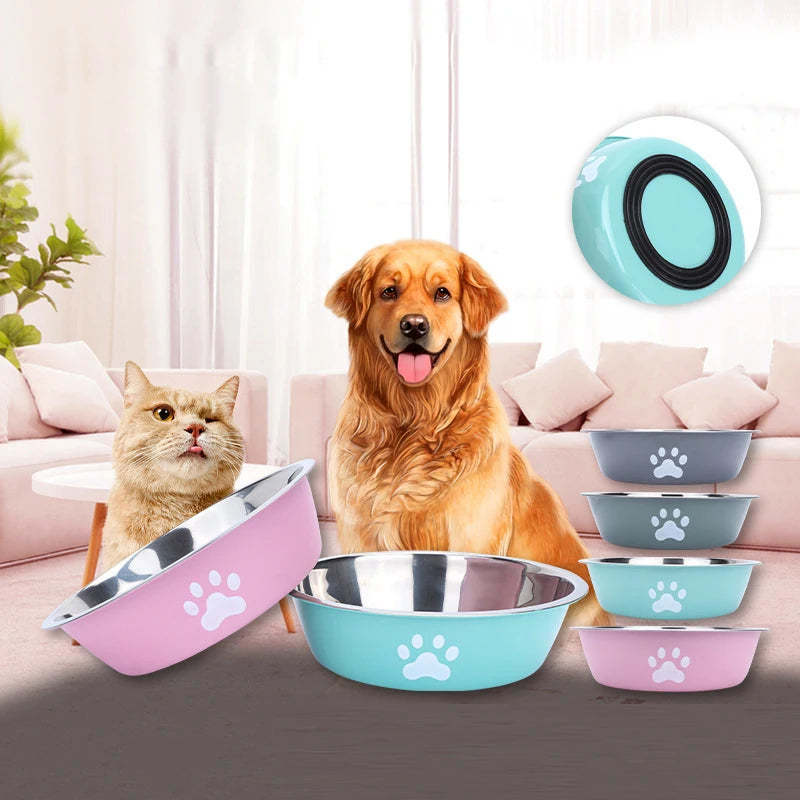 Tigela para cachorro nova tigela para animais de estimação grande capacidade tigela de comida para cachorro aço inoxidável anti-capotamento tigela para cachorro doméstico suprimentos para animais de estimação