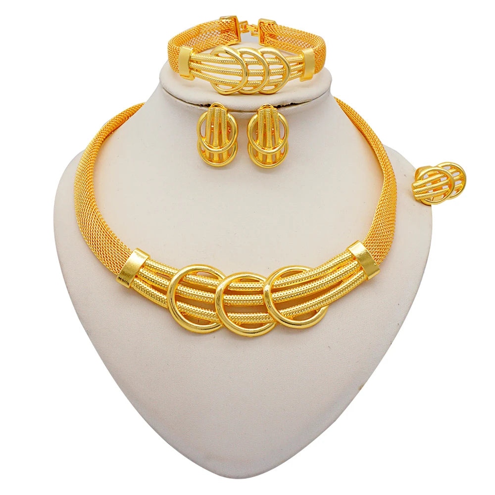 Conjuntos de joias finas 2023 para mulheres, presentes de casamento, colar, pulseira, brincos, anel, joias com contas africanas
