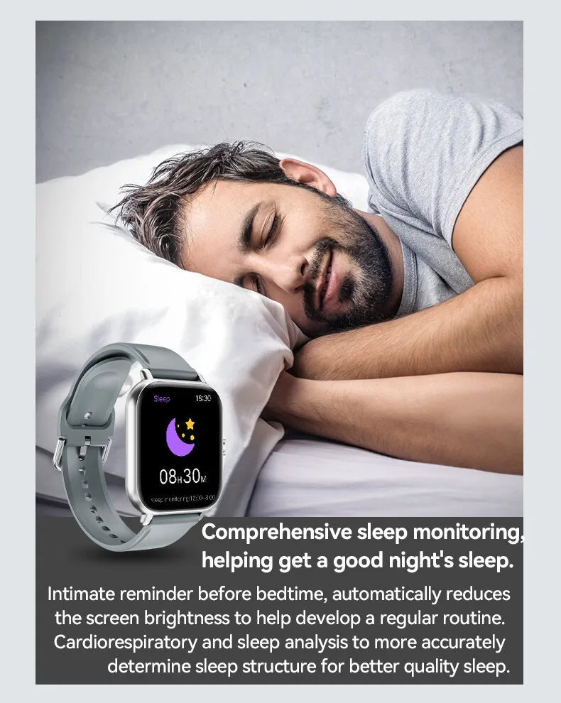 Relógio inteligente XiQeer para mulheres e homens, relógio de pulso com Bluetooth, reprodutor de chamadas, música, fitness, esportivo, pulseira, monitor de sono, relógios digitais