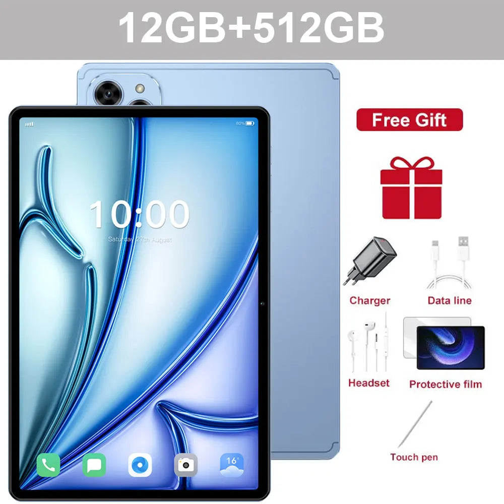 Tablet PC Pad 7SPro 10.1" Original 5G Dual SIM Tablets Tab Android 15 22GB + 2TB 10000mAh Com teclado Laptop Para Crianças