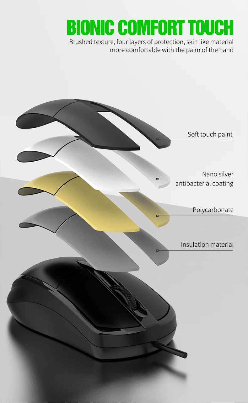 301 Mouse com fio para jogos de escritório, computador desktop, laptop, mouse comercial, mouse óptico USB