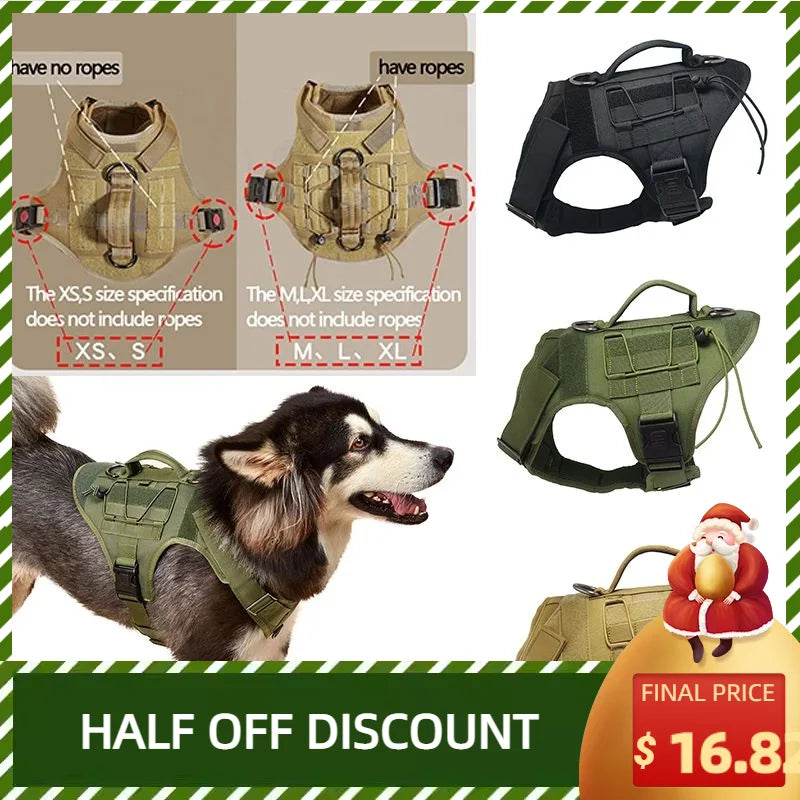 Colete de segurança anti-puxão para cães de treinamento tático, colete ajustável para cães, para caminhada, caminhada e corrida para cães de médio e grande porte