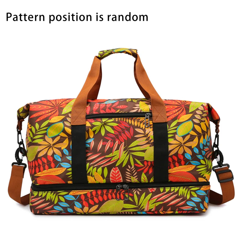 Bolsa de viagem masculina e feminina de grande capacidade para bagagem de mão, separação seco-molhado, bolsa esportiva de fitness, pacote de viagem de curta distância