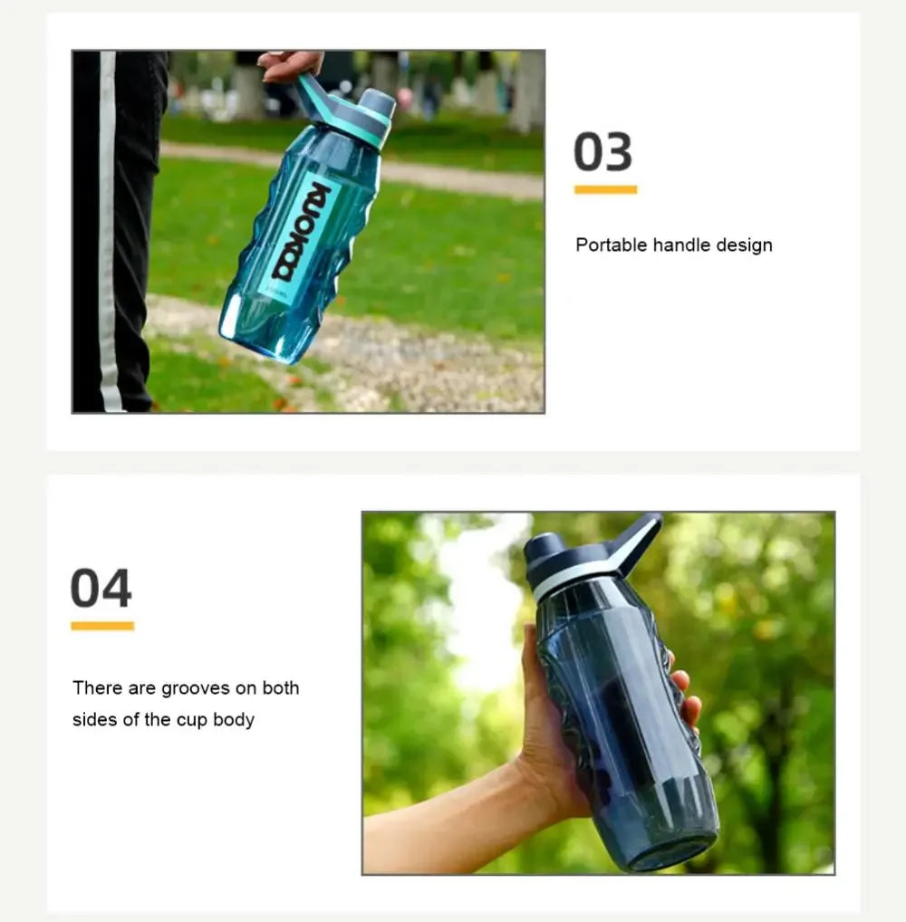 Copo de água à prova de vazamento de 1/1,5L, garrafa de água de plástico ecológico, garrafa esportiva, grande capacidade, garrafa de água de viagem flip
