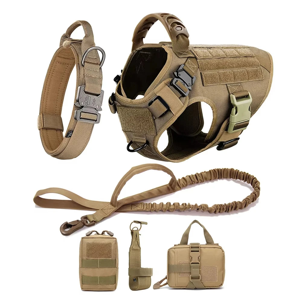 Conjunto de peitoral e guia para cães grandes, colete de treinamento para pastor alemão malinois, colete e coleira para cães de médio e grande porte