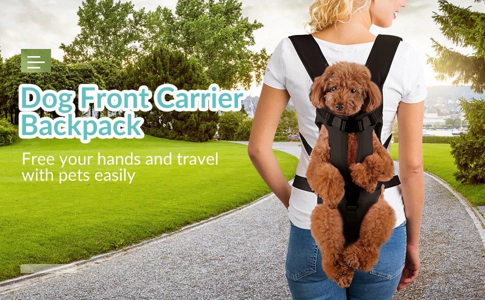 Mochilas de transporte frontal para animais de estimação, mochilas ajustáveis ​​com mãos livres para cães de pequeno e médio porte, respiráveis ​​e para gatos, bolsas de transporte para viagens ao ar livre