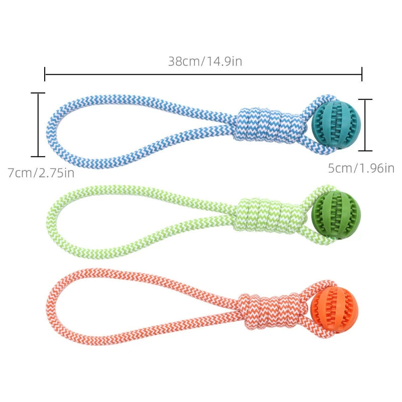 Bola de limpeza de dentes de animais de estimação, brinquedo de corda, bola dispensadora de petiscos de borracha, adequada para cães pequenos e grandes.