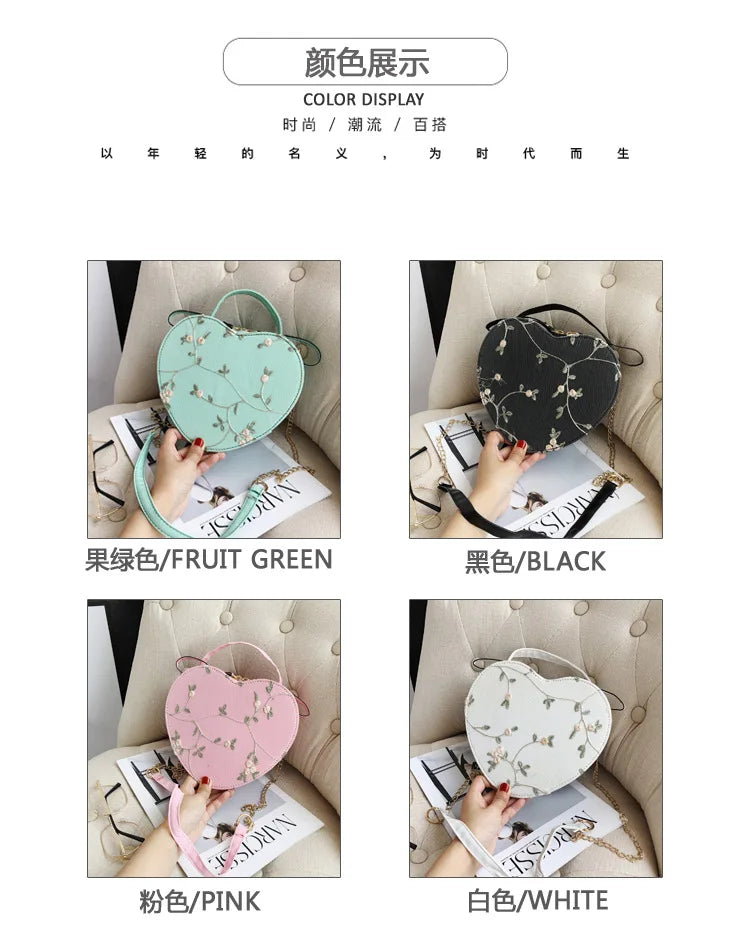 Bolsas redondas de renda doce de couro PU de alta qualidade para mulheres, bolsas crossbody para mulheres 2025, pequena corrente de flores frescas, ombro