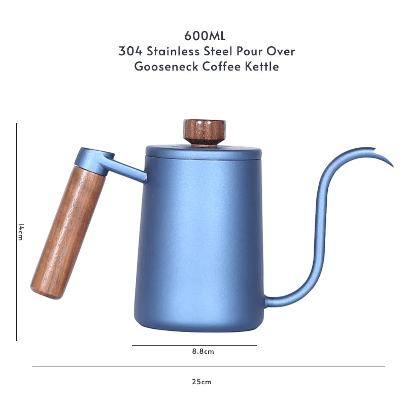 Aço inoxidável 304 600ml bico longo pescoço de ganso cafeteira expresso barista chaleira bule acessórios ferramentas