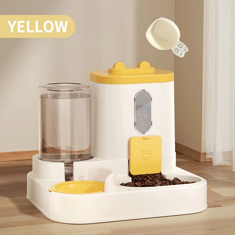 Dispensador de comida para gatos 2 em 1, água e comida integradas, totalmente automático, alimentador de comida e água, dispensador de água fofo