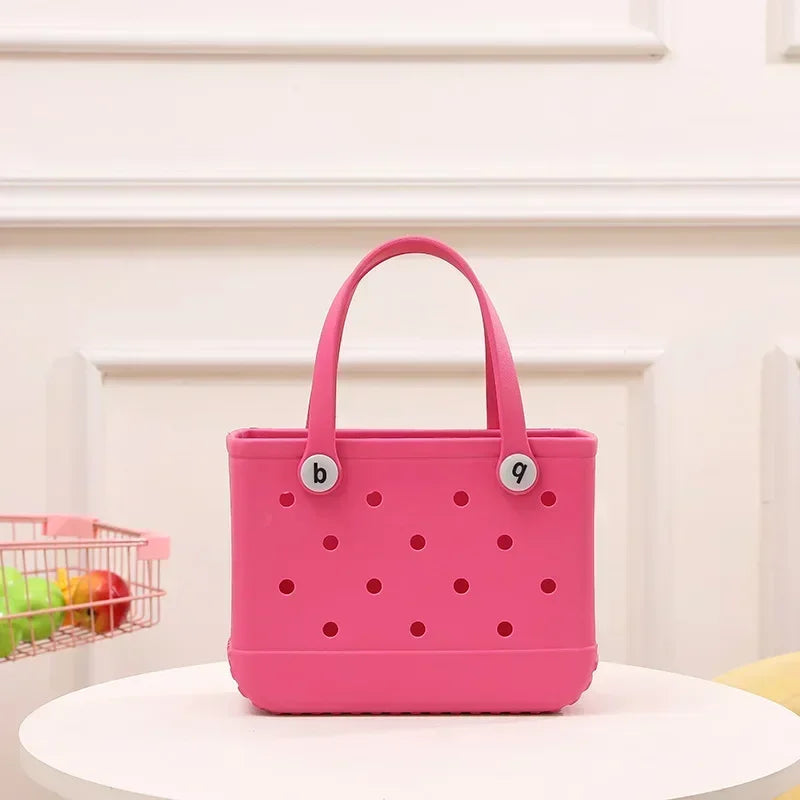 Cesta de armazenamento de verão à prova d'água Mini bolsa de praia infantil Bolsa de compras feminina Bolsa de compras de borracha para piquenique Bolsa de gelatina Bolsa de compras infantil