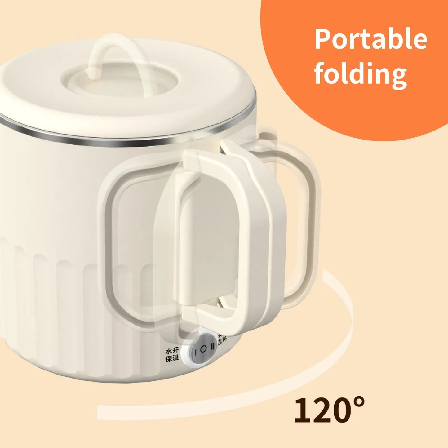 Chaleira elétrica dobrável de viagem de 1 litro para ferver água, máquina de fervura rápida com suporte para ovos cozidos no vapor para piquenique