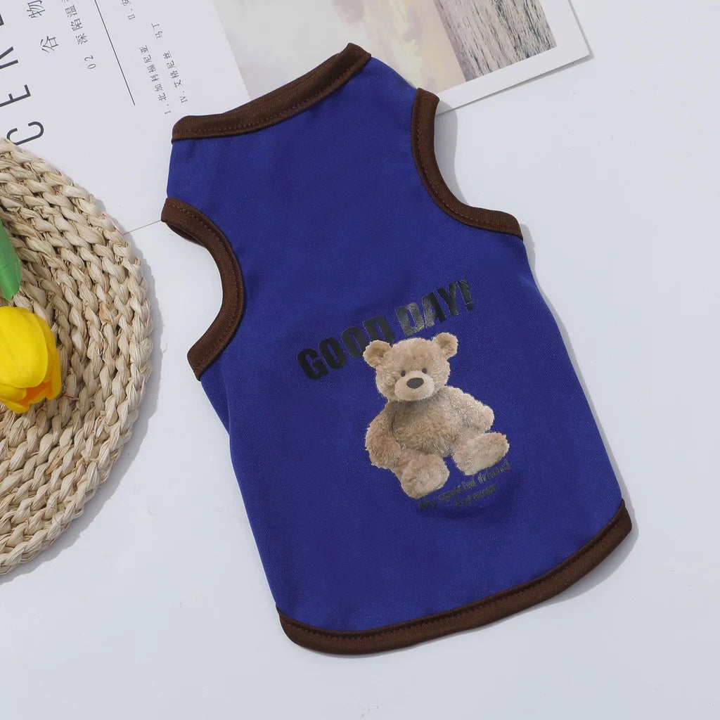 Roupas de cachorro de urso de desenho animado, fantasia fofa de algodão para cachorro, camiseta para animais de estimação, colete para gatos, filhotes de cachorro pequeno e médio, shih tzu, tamanho XS-XXL