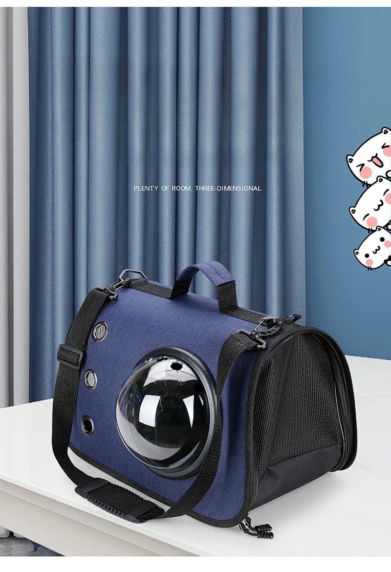 Mochila portátil para animais de estimação para viagens ao ar livre, mochila dobrável transparente para gatos, adequada para cães e gatos, bolsa respirável para viagens