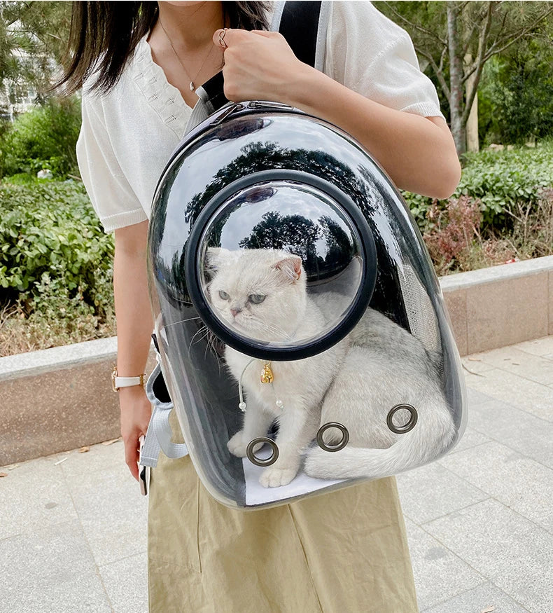 Bolsa de transporte para gatos e animais de estimação, mochilas para animais de estimação, respirável, portátil, transparente, bolsa de transporte para filhotes e cães, cápsula espacial
