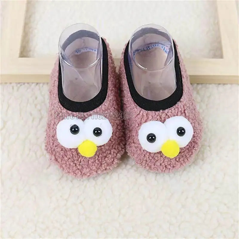 Pantufas de inverno para bebês, pantufas de chão para bebês, de pelúcia, quentes, para meninos e meninas, macias e antiderrapantes, para escola interna