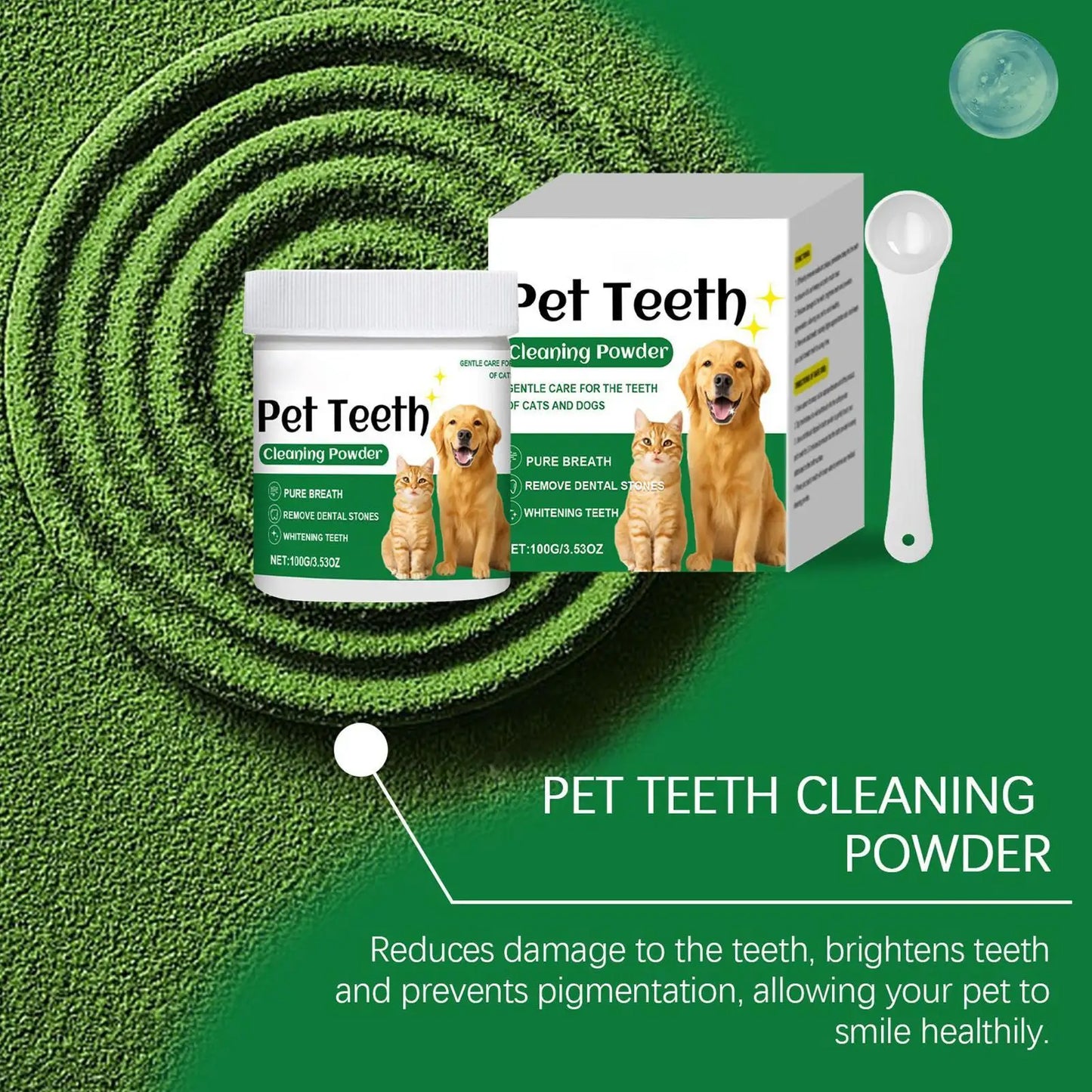 Pó para dentes de cachorro, pó para cuidados com os dentes de gato, produtos de limpeza suaves e duradouros, resistentes a odores, suprimentos para animais de estimação para casa e viagem
