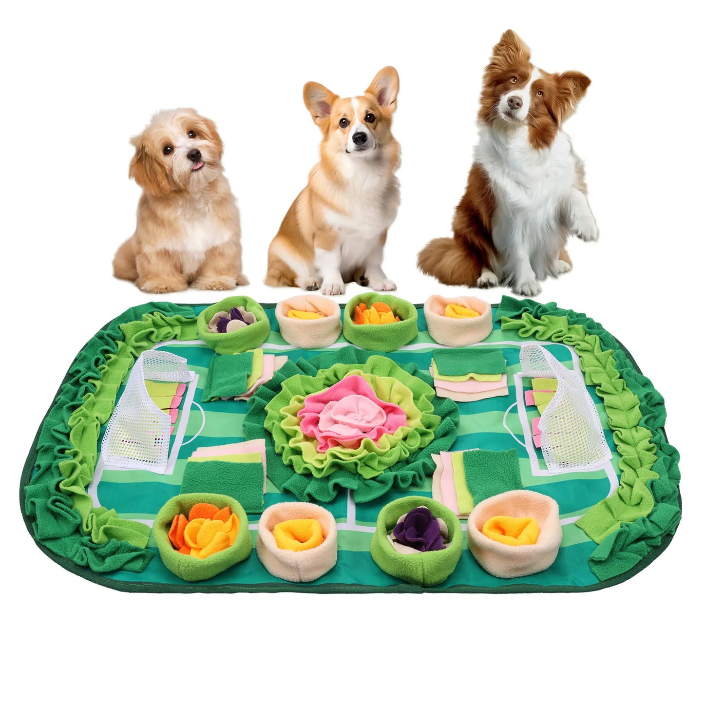 Tapete de farejamento para animais de estimação, cão, interativo, flor, alimentação lenta, quebra-cabeça, petisco para cães, gatos, coelhos, habilidades de forrageamento
