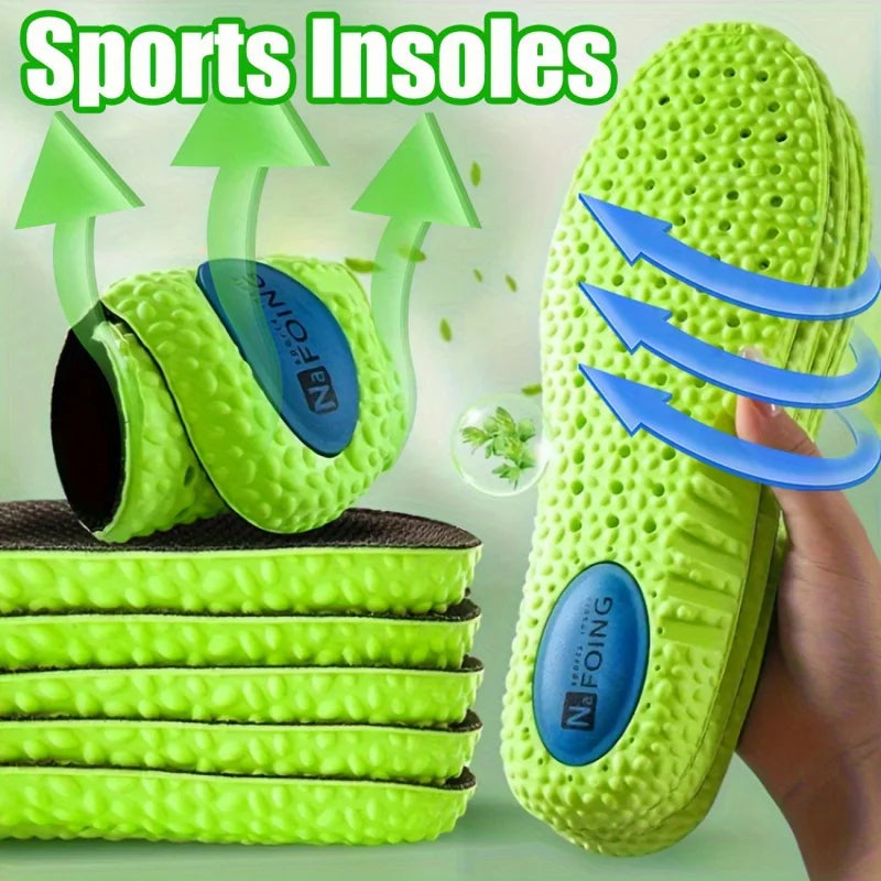 Palmilhas esportivas de látex 4D super macias, palmilhas de alta elasticidade, palmilhas desodorantes para corrida