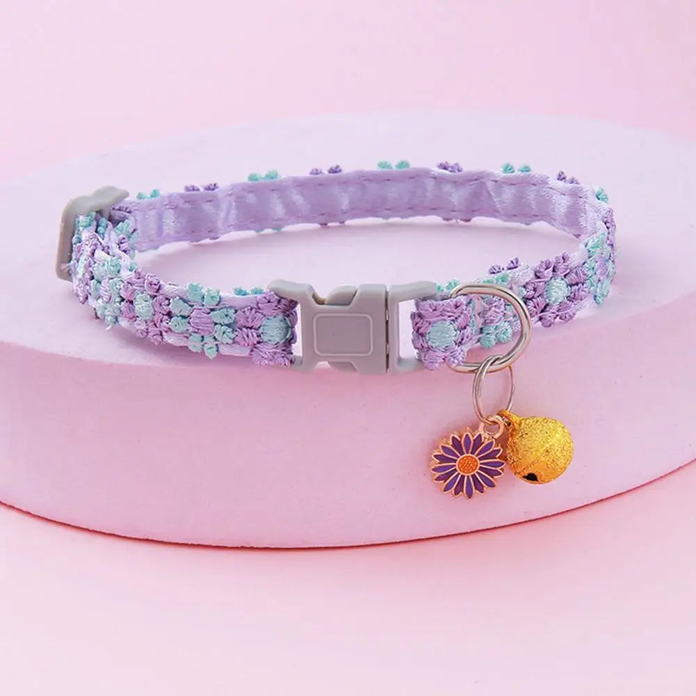 Pet Collar With Bell Cartoon Footprint Colorful Dog Puppy Kitten Collar Adjustable Safety Bell Ring Necklace Pet Accessories