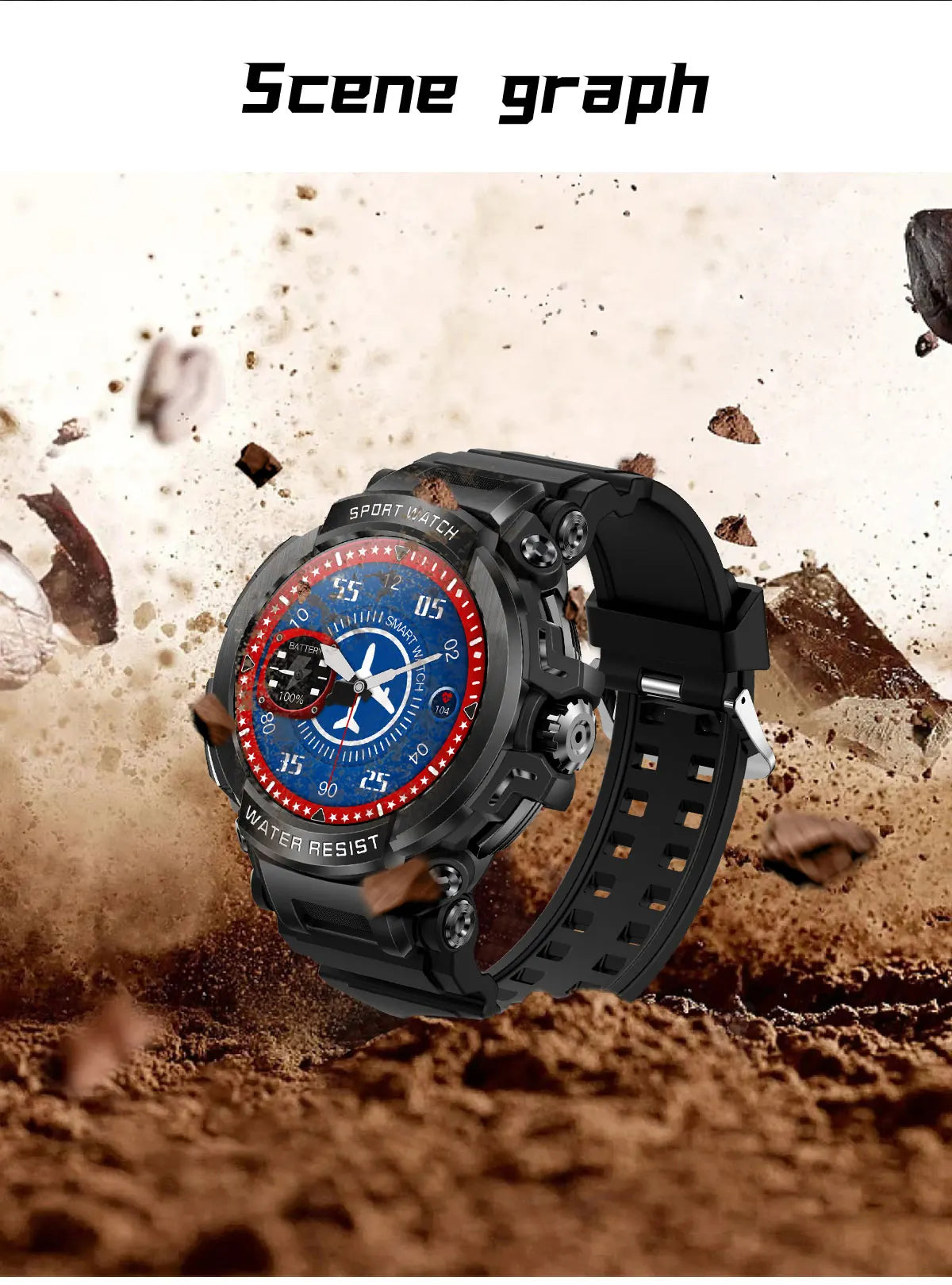 Novo Smartwatch Masculino 2025 com Tela HD de 1,5" e Chamadas Militares, IP68 à Prova D'água, 100 Modos Esportivos, com Bateria Grande de 600mAh