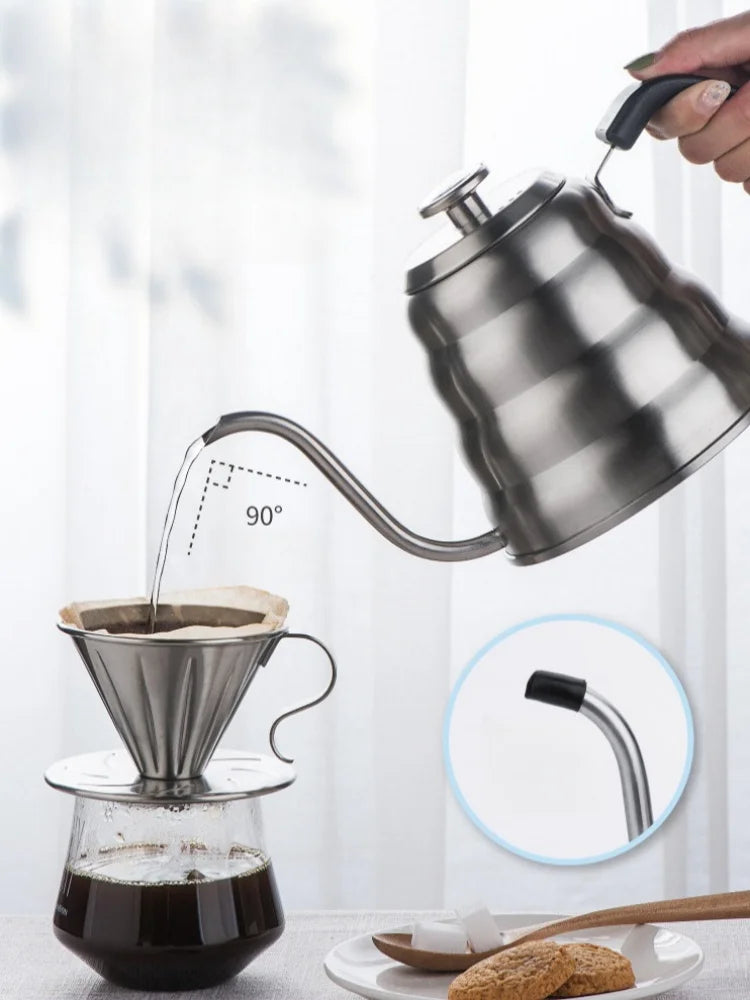 Cafeteira de aço inoxidável com termômetro Swan pescoço longo alta capacidade pode ser aquecida café profissional feito à mão