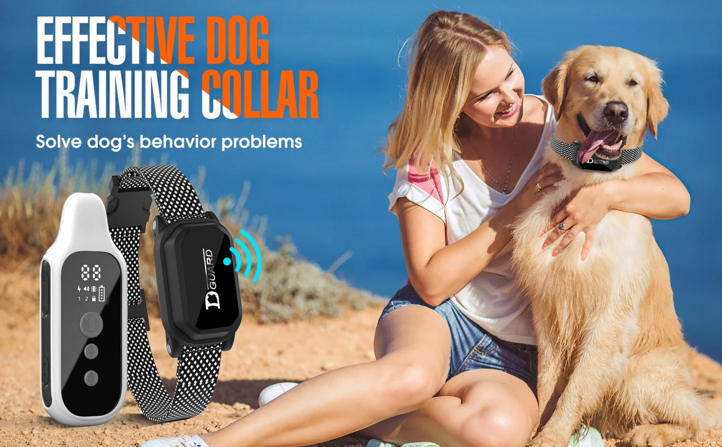 Electric Dog Training Collar Digital Rechargeable Remote Control IPX7 Waterproof Vibrator Pet Dog Bark Stop Shock Collar