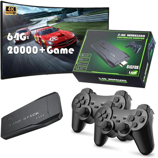 Atualização do console de videogame retrô 2.4G sem fio, console de jogo 4K, 20.000 jogos, 64G, console de jogo portátil Dendy para GBA/FC/PS1/MD