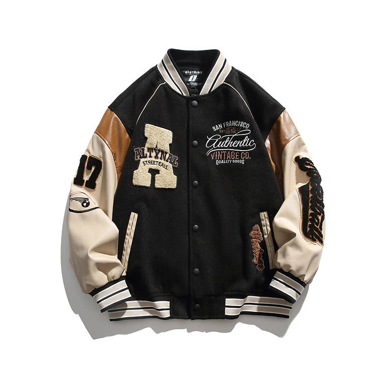 Jaqueta de beisebol masculina 2024, casual, com bordado, uniforme de beisebol, outono, jaqueta para atividades ao ar livre, casaco casual anti-vento, roupas masculinas