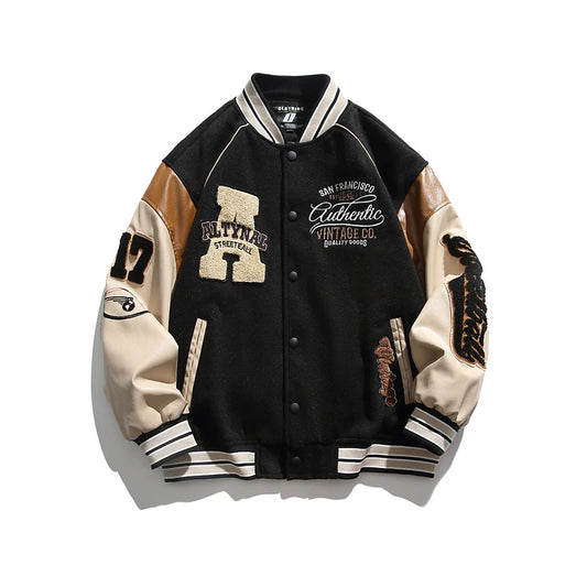 Jaqueta de beisebol masculina 2024, casual, com bordado, uniforme de beisebol, outono, jaqueta para atividades ao ar livre, casaco casual anti-vento, roupas masculinas