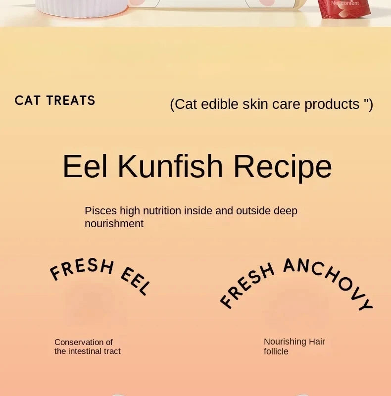 15g*5 Bag Pet Snacks Fish Oil Cat Strips Cat Wet Food Hydrating Cat Snacks Nutrition Salmon eel anchovy Chicken Cat Liquid Snack