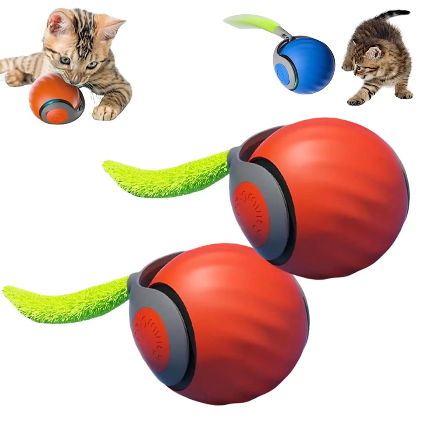 Bola de brinquedo interativa para gatos, bola rolante automática, rabo falso, brinquedo elétrico inteligente recarregável para animais de estimação, treinamento para cães e gatos, imitação de rato