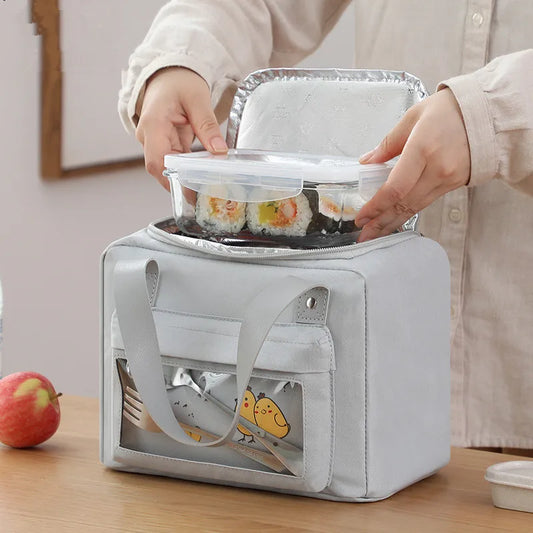 Lancheira térmica à prova d'água com isolamento térmico para mulheres e crianças, bolsa térmica Bento para piquenique ao ar livre, recipiente para armazenamento de alimentos