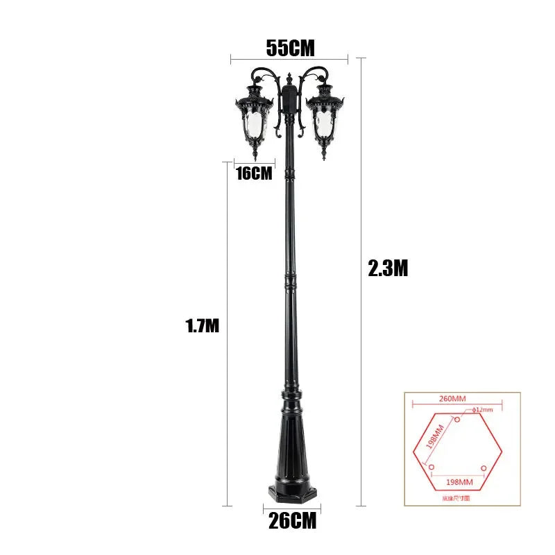 (H≈2,3M) Luzes de jardim, luzes de rua, gramado, flores, luzes de parque, à prova d'água, para áreas externas, vila, postes altos, luzes de paisagem