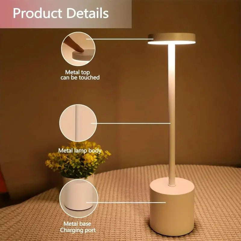 1/2 peças abajur de mesa em formato de I abajur de mesa de bar abajur de mesa de cabeceira retrô abajur de mesa LED recarregável com sensor de toque 3 cores