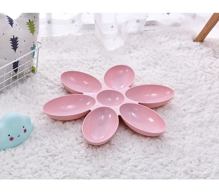 Tigela para animais de estimação em formato de flor com 6 tigelas conectadas para cães e gatos pequenos, tigela de água, tigelas de alimentação para filhotes, alimentador para alimentação lenta