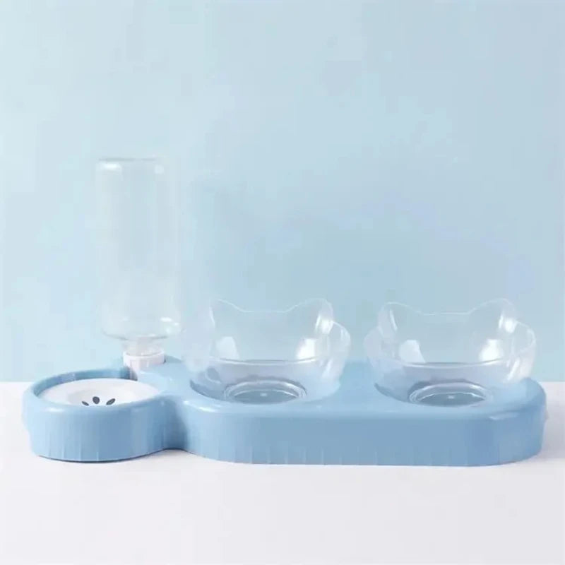 Tigela automática para gatos e animais de estimação, alimentador 3 em 1, tigela para comida de cachorro e gato com bebedouro, tigela dupla com suporte elevado, tigelas para gatos