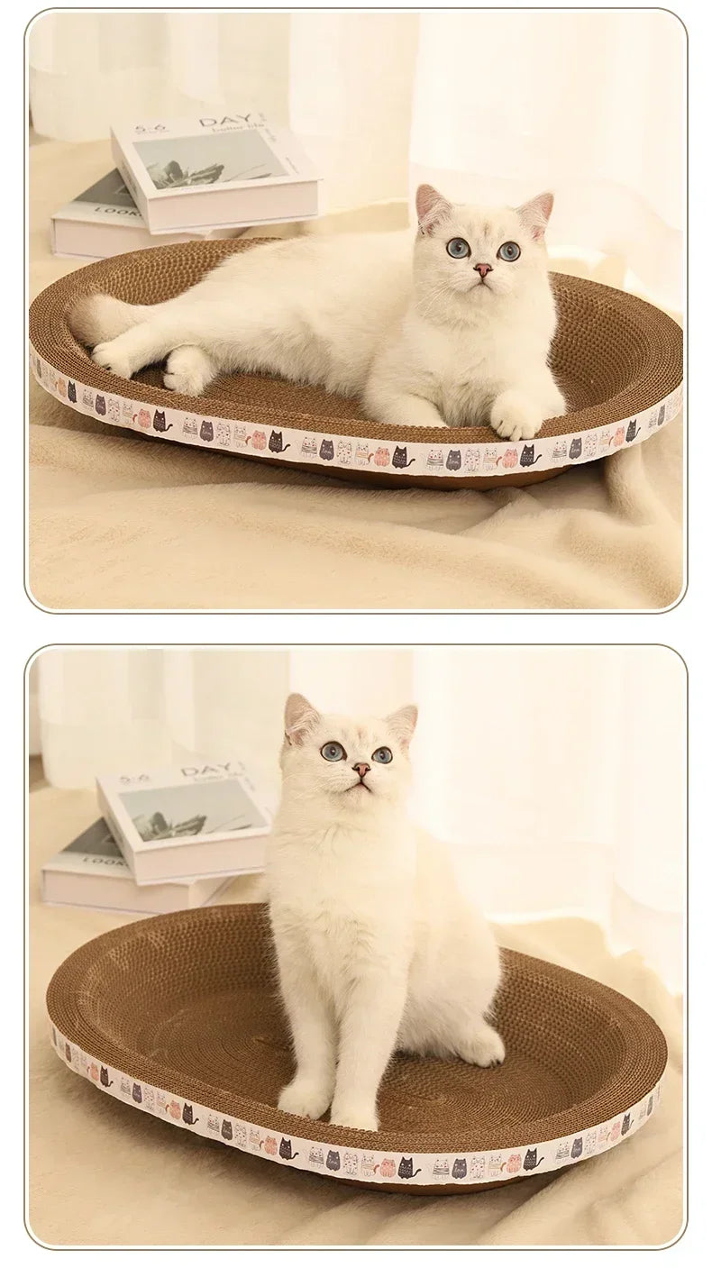 Arranhador ondulado para gatos, redondo, oval, com garras de moagem, resistente ao desgaste, cama para gatos, acessórios para gatos