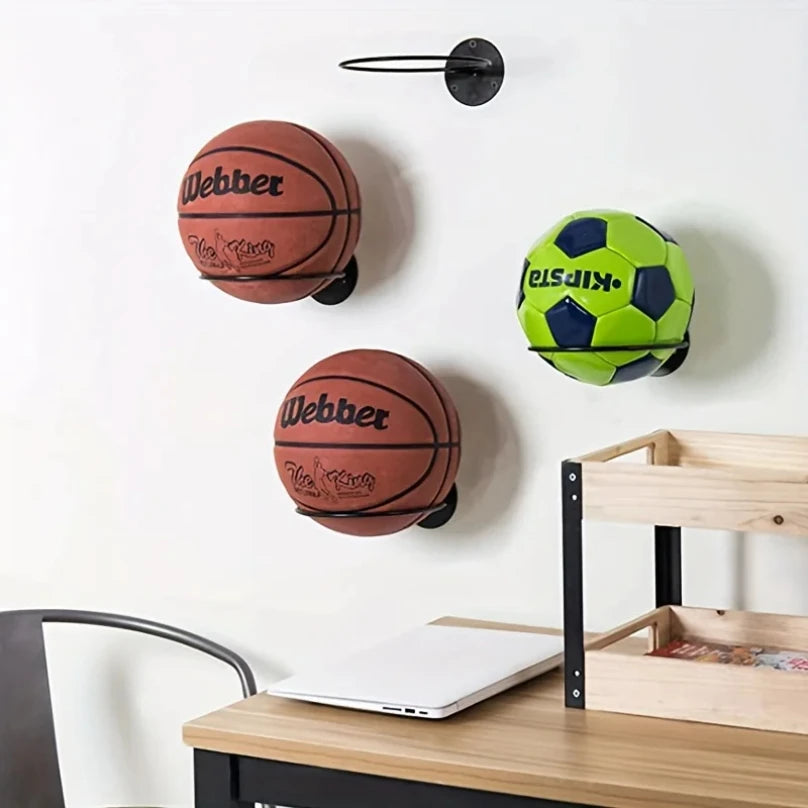 Suporte de parede de metal para exibição de bolas esportivas, 1 peça/2 peças, para basquete, futebol, vôlei, suporte de parede durável