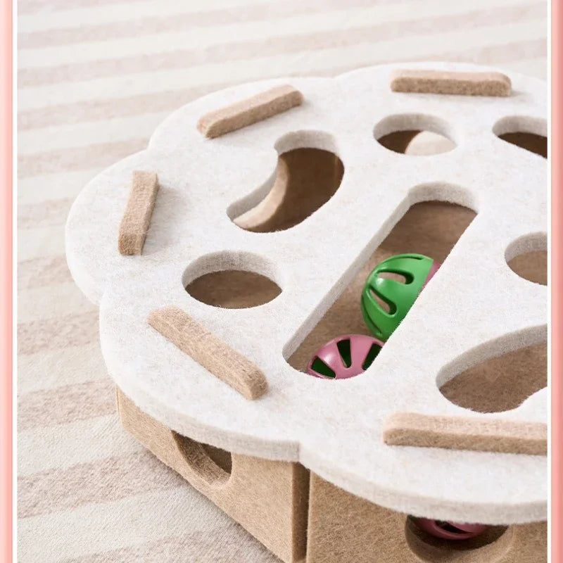 Brinquedo de quebra-cabeça para gatos, caixa de feltro, brinquedo de exercício para gatos com bola, entretenimento esportivo interno, brinquedos de caça para gatos domésticos