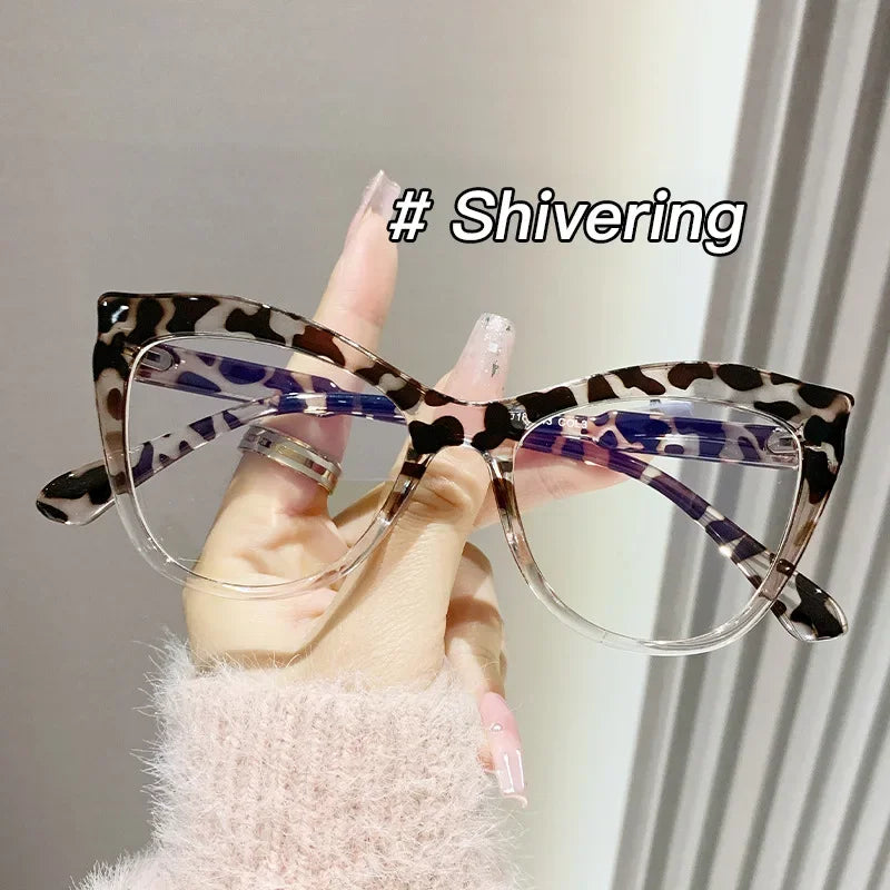 2024 Nova Armação de Óculos de Grau Cat Eye Feminino Moda Gradiente Cor Armação de Óculos Anti Luz Azul Óculos de Computador Presentes