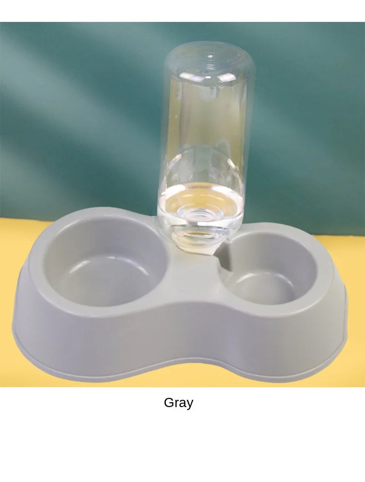Tigela para gatos, tigela dupla para animais de estimação, tudo em um, para comer e beber água, antiderrapante, com refil automático de água