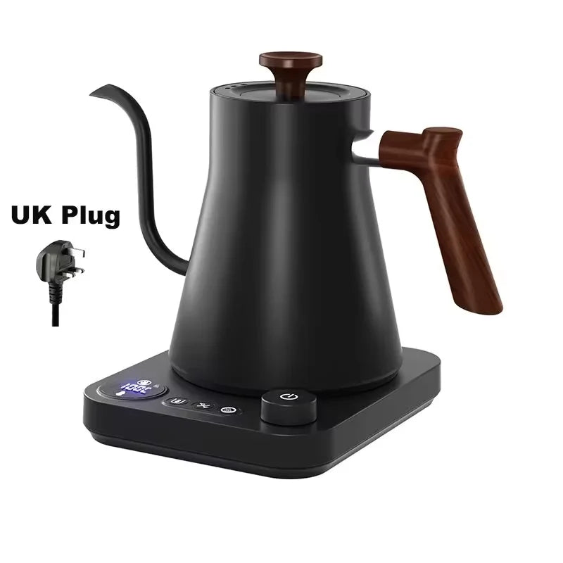 Chaleira elétrica de café coado de 0,9 L, bule de aço inoxidável com controle preciso de fluxo para café preparado à mão e infusão por gotejamento