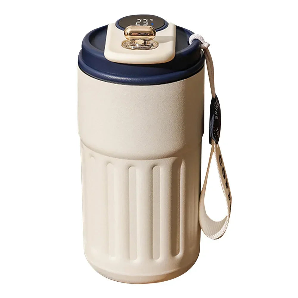 Caneca térmica de 450ml com visor inteligente de temperatura, copo de vácuo de aço inoxidável, copo de café para escritório, portátil para negócios