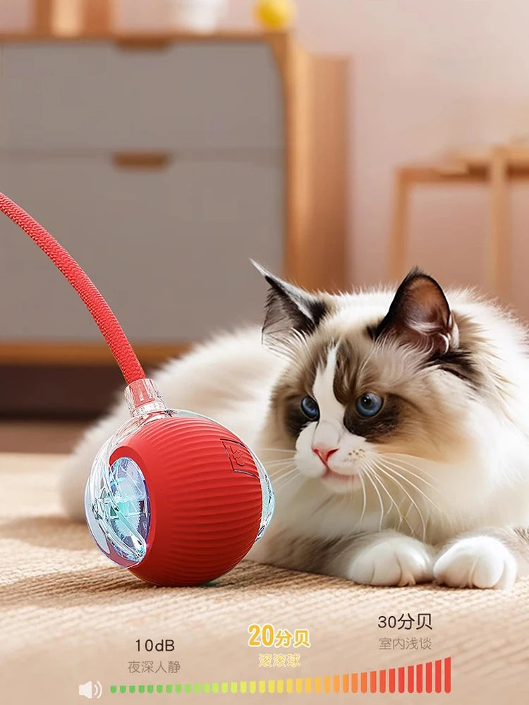 Bola de brinquedo interativa para gatos, bola rolante automática, rabo falso, brinquedo elétrico inteligente recarregável para animais de estimação, treinamento para cães e gatos, imitação de rato